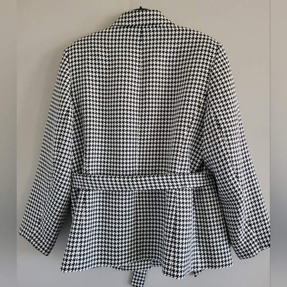 Jones Studio Black/White Houndstooth Blazer Jacket Belted 18W - Picture 5 of 16